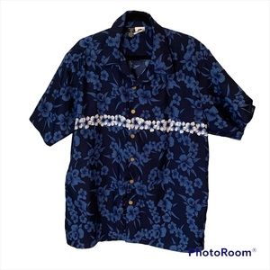 Kennington Ltd. Mens Hawaiian Shirt Tropical Outrigger Canoe XL Floral Hawaii